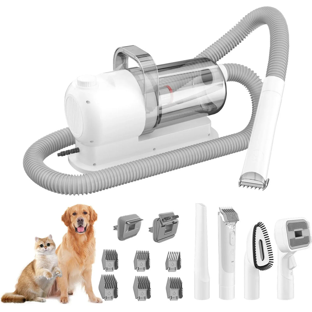 Kit de Toilettage pour Animaux 6-en-1 avec Aspiration Puissante pour Chiens et Chats