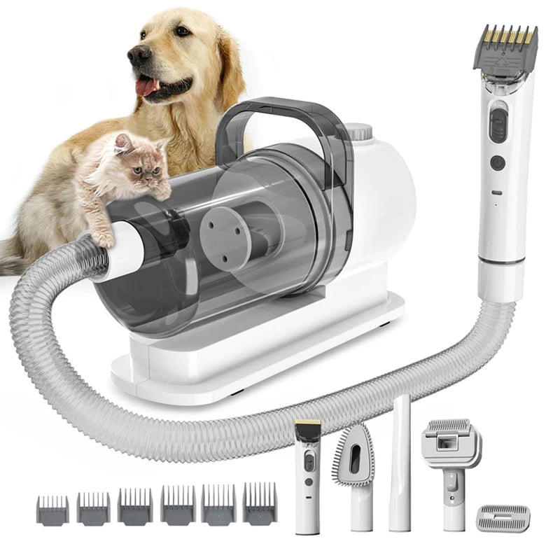 Kit de Toilettage pour Animaux 6-en-1 avec Aspiration Puissante pour Chiens et Chats